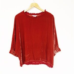SUNDANCE Velvet Orange/Rust Pullover Tunic With Batwing Sleeves Size Small